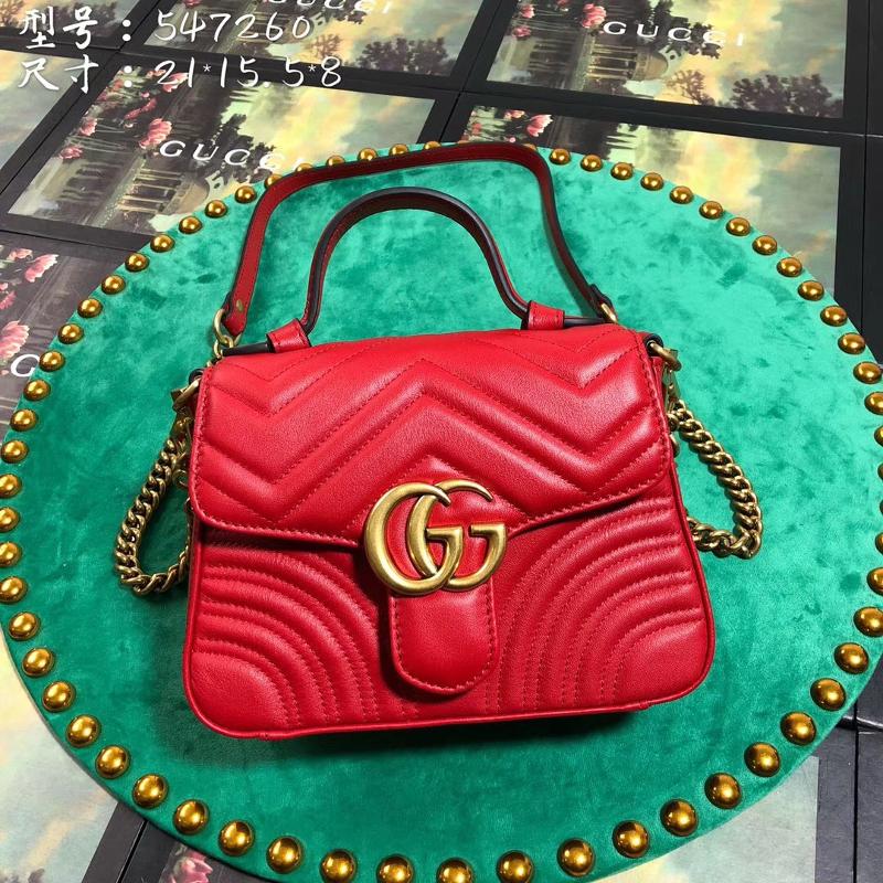 Gucci Chain Shoulder Bag 547260 Full Skin Red